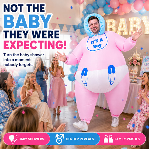 Adult inflatable pink baby - adult,
